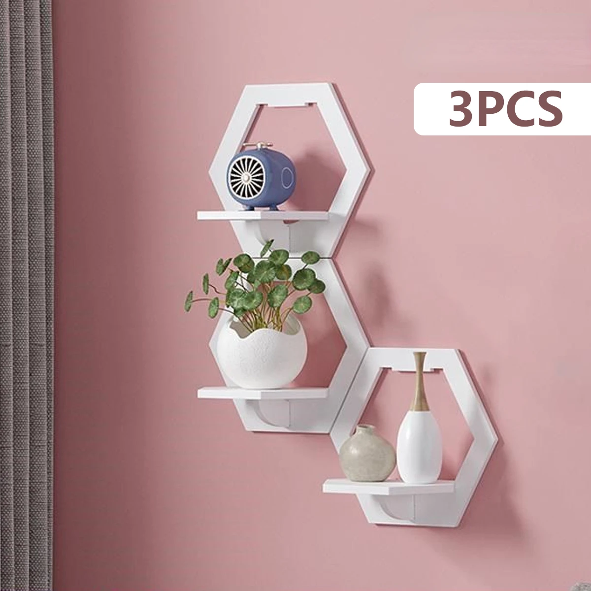 3Pcs Sześciokątna półka ścienn – Terracotta Pot recenzja i cena
