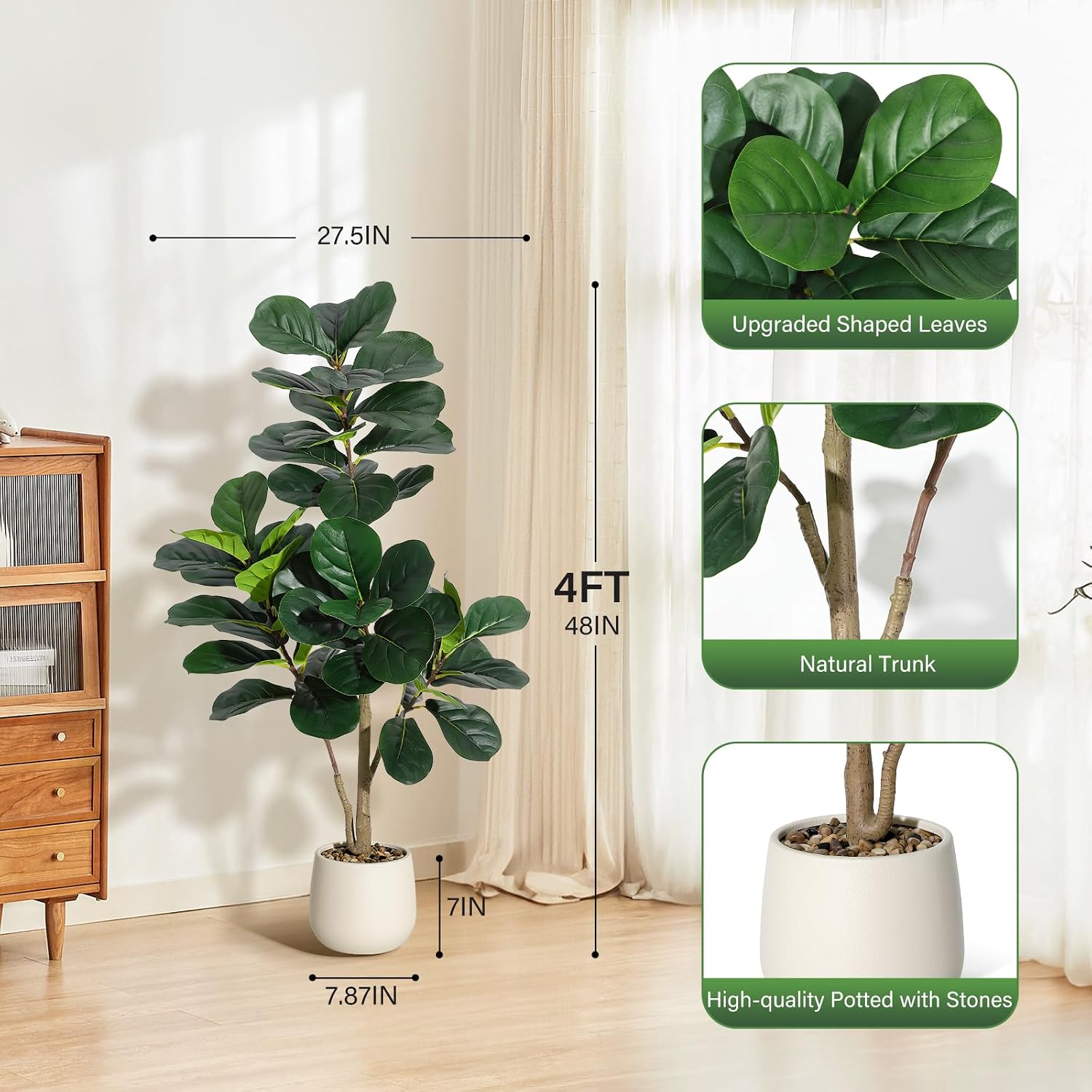 Sztuczne drzewo figa z dużymi  – Fiddle Leaf Fig recenzja i cena